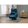 Fauteuil inclinable électrique surdimensionné en cuir PU bleu avec massage, fonction chauffante et position allongée, 1 place