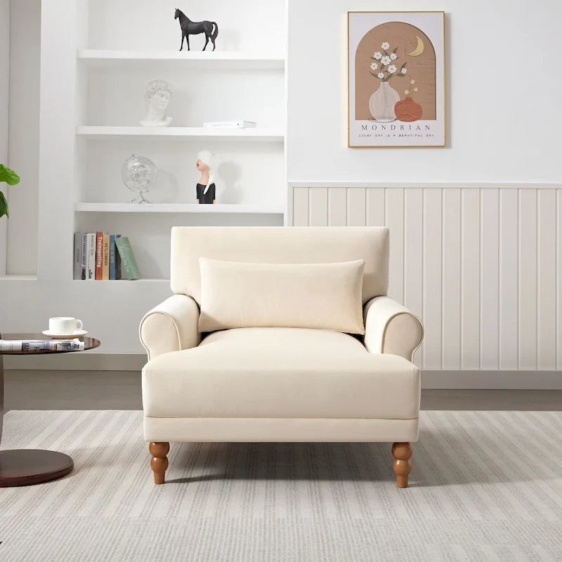 Fauteuil d'appoint en velours vert / blanc / beige avec accoudoirs circulaires et pieds colonne romaine, 1 place