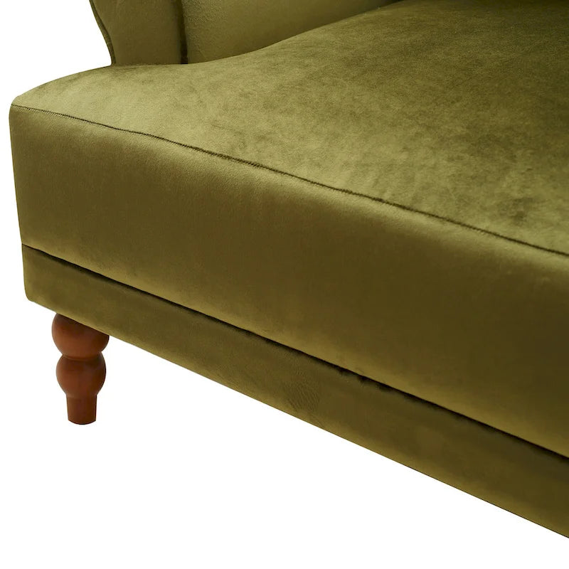 Fauteuil d'appoint en velours vert / blanc / beige avec accoudoirs circulaires et pieds colonne romaine, 1 place