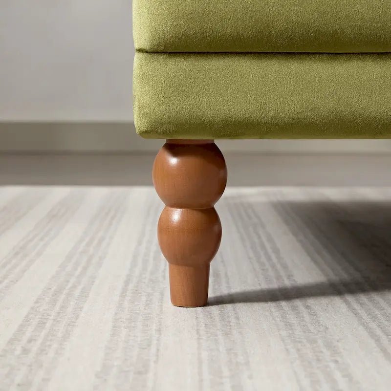 Fauteuil d'appoint en velours vert / blanc / beige avec accoudoirs circulaires et pieds colonne romaine, 1 place