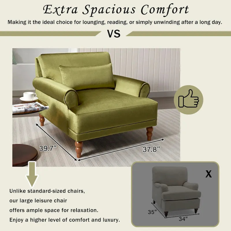 Fauteuil d'appoint en velours vert / blanc / beige avec accoudoirs circulaires et pieds colonne romaine, 1 place
