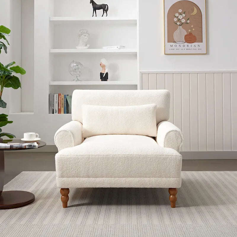 Fauteuil d'appoint en velours vert / blanc / beige avec accoudoirs circulaires et pieds colonne romaine, 1 place