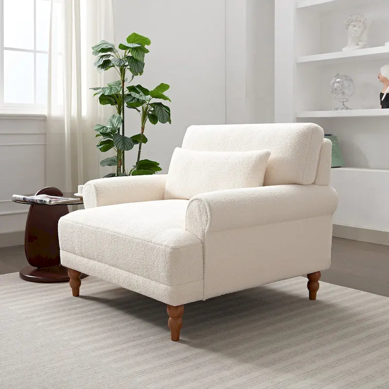 Fauteuil d'appoint en velours vert / blanc / beige avec accoudoirs circulaires et pieds colonne romaine, 1 place