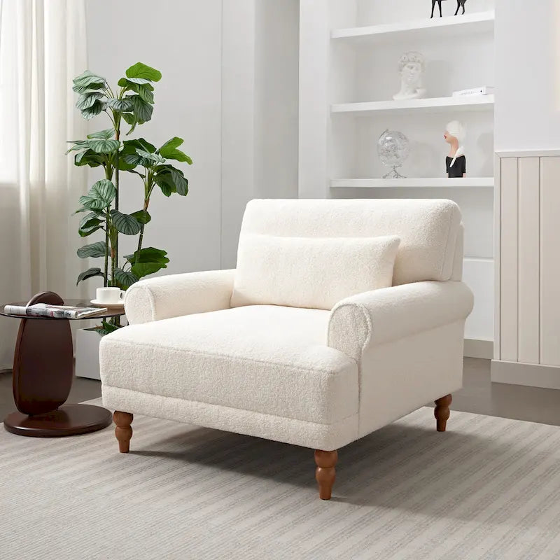 Fauteuil d'appoint en velours vert / blanc / beige avec accoudoirs circulaires et pieds colonne romaine, 1 place