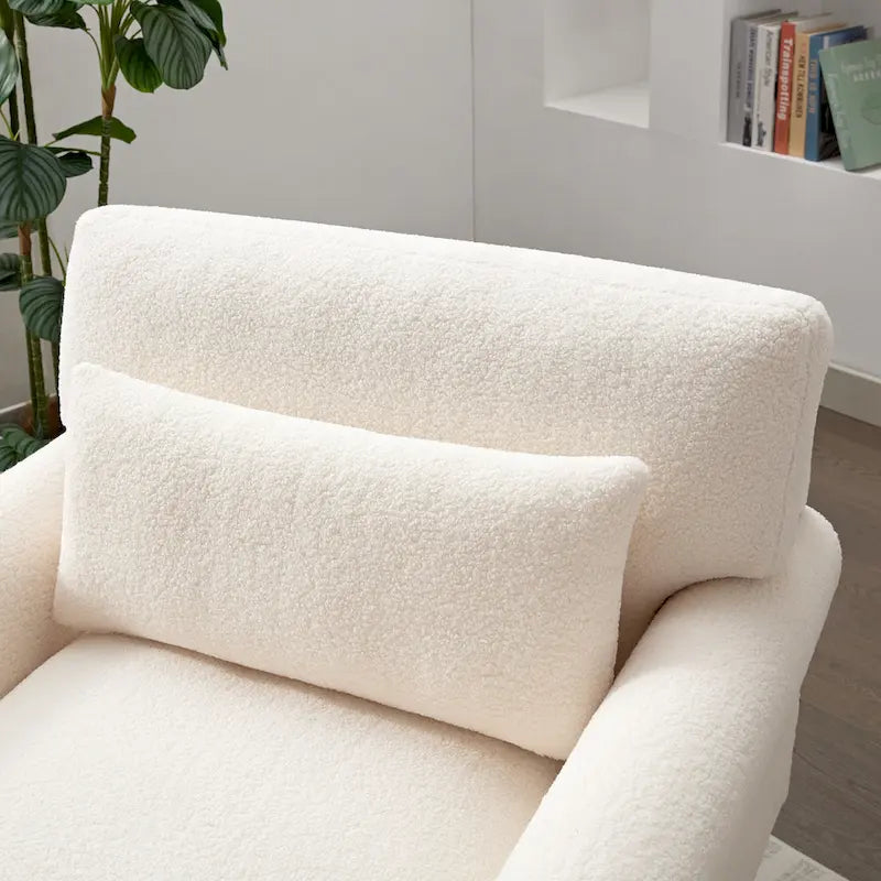Fauteuil d'appoint en velours vert / blanc / beige avec accoudoirs circulaires et pieds colonne romaine, 1 place