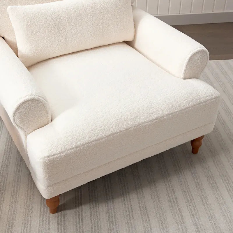 Fauteuil d'appoint en velours vert / blanc / beige avec accoudoirs circulaires et pieds colonne romaine, 1 place
