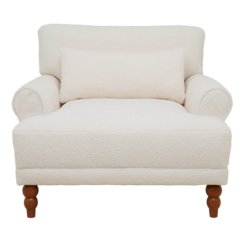 Fauteuil d'appoint en velours vert / blanc / beige avec accoudoirs circulaires et pieds colonne romaine, 1 place
