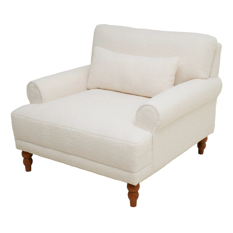 Fauteuil d'appoint en velours vert / blanc / beige avec accoudoirs circulaires et pieds colonne romaine, 1 place