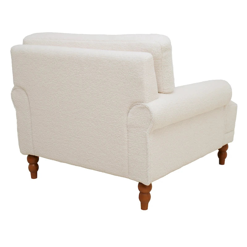 Fauteuil d'appoint en velours vert / blanc / beige avec accoudoirs circulaires et pieds colonne romaine, 1 place