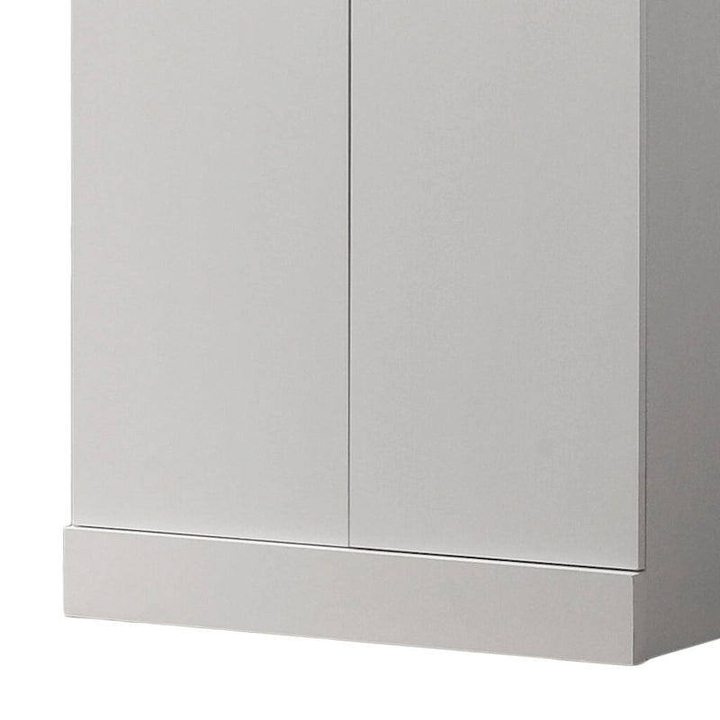 Armoire de rangement blanche à deux portes avec 3 étagères (dont 2 réglables), 152 cm de hauteur