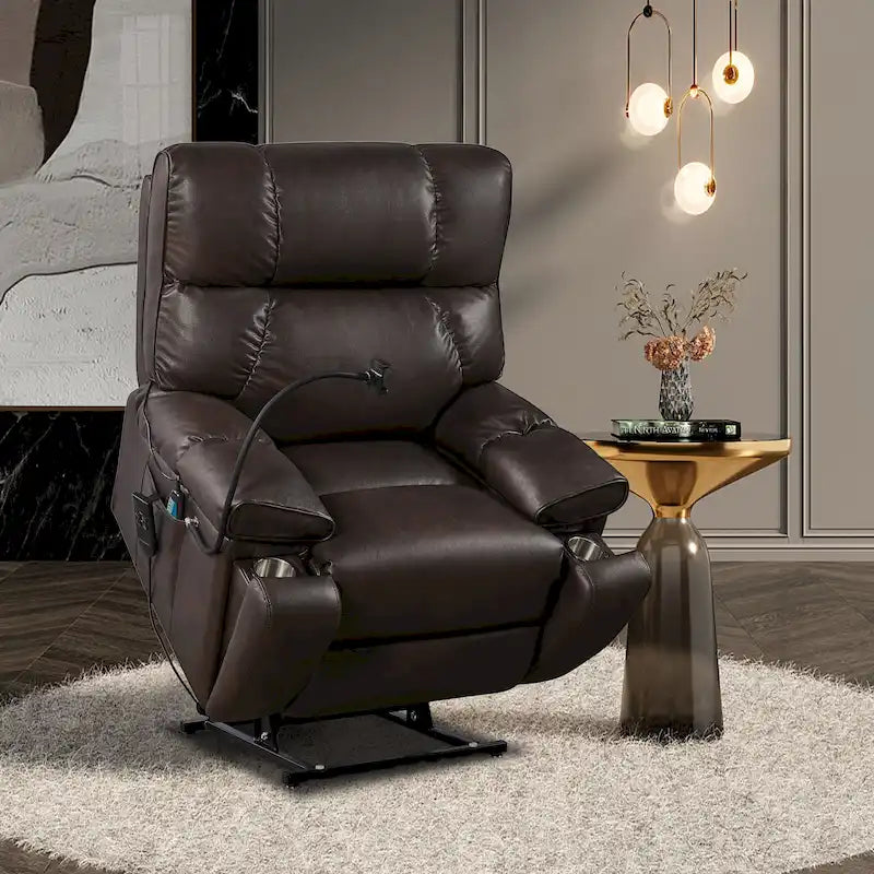 Fauteuil inclinable releveur électrique avec deux moteurs, massage et fonction chauffante