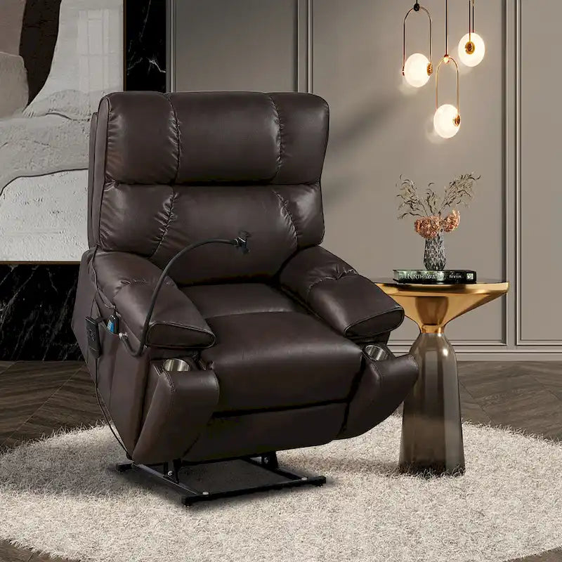 Fauteuil inclinable releveur électrique avec deux moteurs, massage et fonction chauffante