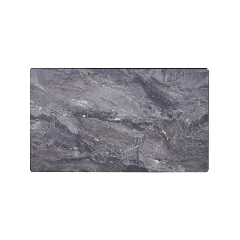 Table basse rectangulaire avec plateau en pierre grise et base en noyer massif