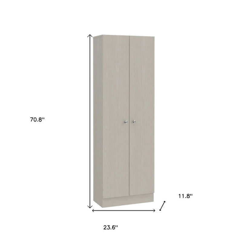 Garde-manger / Meuble de rangement haut et étroit gris clair, bois manufacturé, 180 cm de hauteur