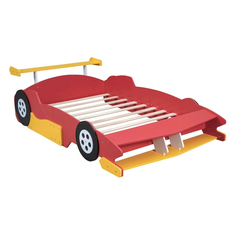 Lit plate-forme voiture de course grandeur nature avec roues