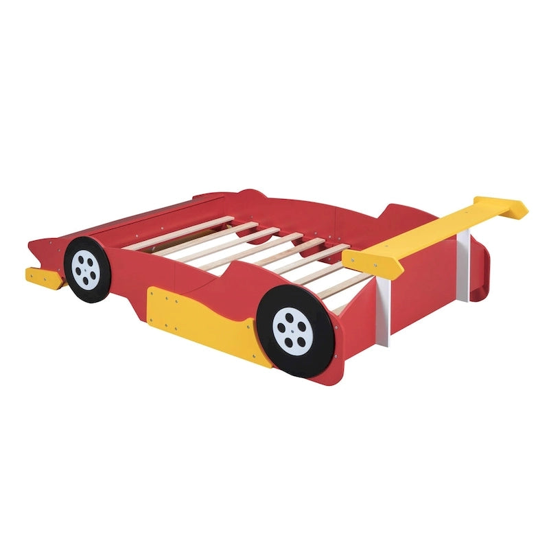 Lit plate-forme voiture de course grandeur nature avec roues