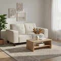 Dero Loveseat, 58 Inch, Light Gray Faux Corduroy, Modern Track Arms