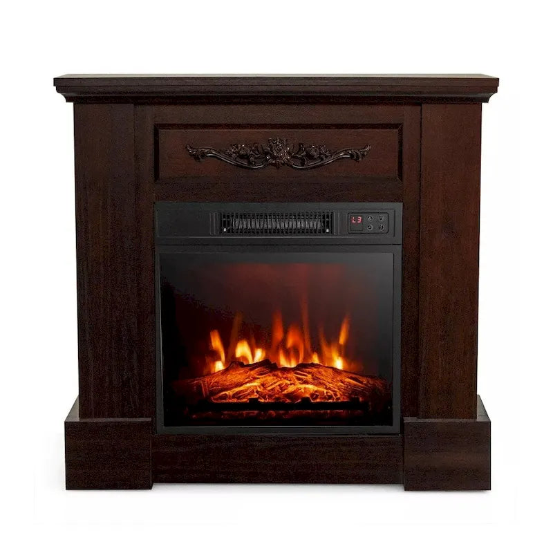 Meuble TV avec cheminée électrique 32 pouces avec télécommande, 1400W, marron, convient jusqu'à 42 pouces