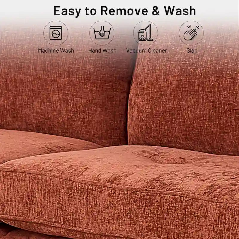 Causeuse en chenille beige/noir/vert/caramel avec accoudoirs carrés, ports USB et coussins amovibles, 2 places, 82 po de large