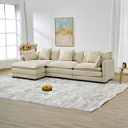 Canapé trois places en chenille de 280 cm avec pouf