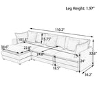 Canapé trois places en chenille de 280 cm avec pouf