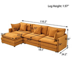 Canapé trois places en chenille de 280 cm avec pouf