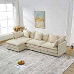 Canapé trois places en chenille de 280 cm avec pouf