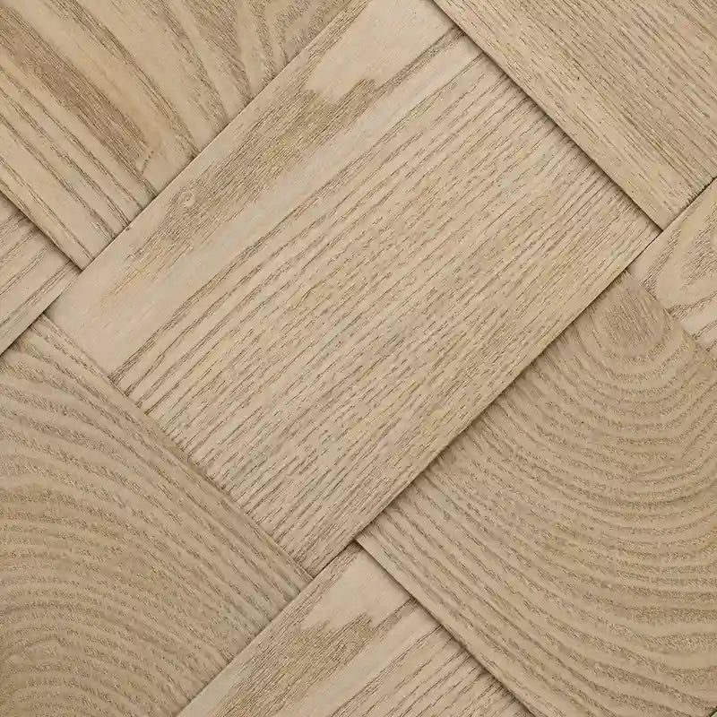 Îlot de cuisine tissé à la main avec abattant, 130 cm de large, en bois noir/naturel/bleu marine/frêne couleur champagne