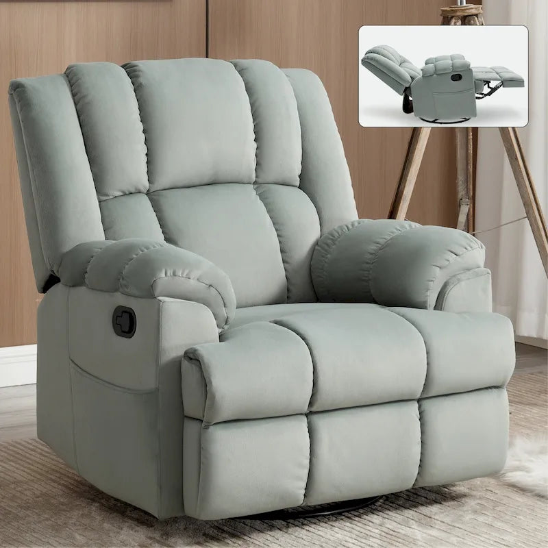 Fauteuil inclinable pivotant et basculant à 360° en tissu avec accoudoirs rembourrés et dossier à coussin
