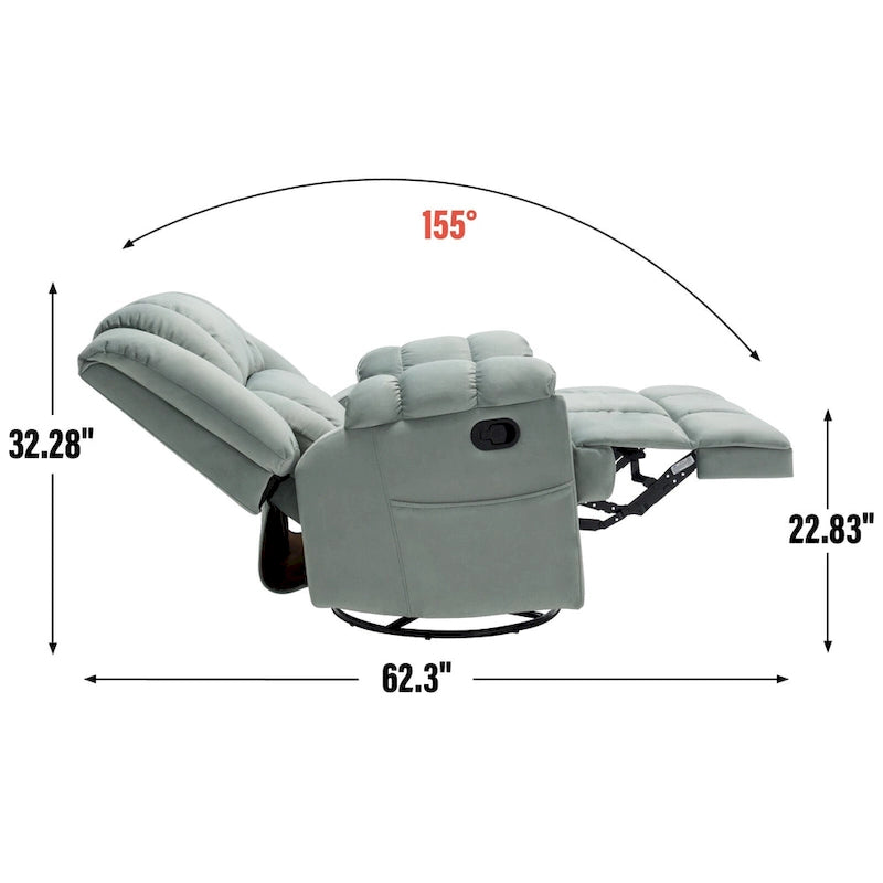 Fauteuil inclinable pivotant et basculant à 360° en tissu avec accoudoirs rembourrés et dossier à coussin
