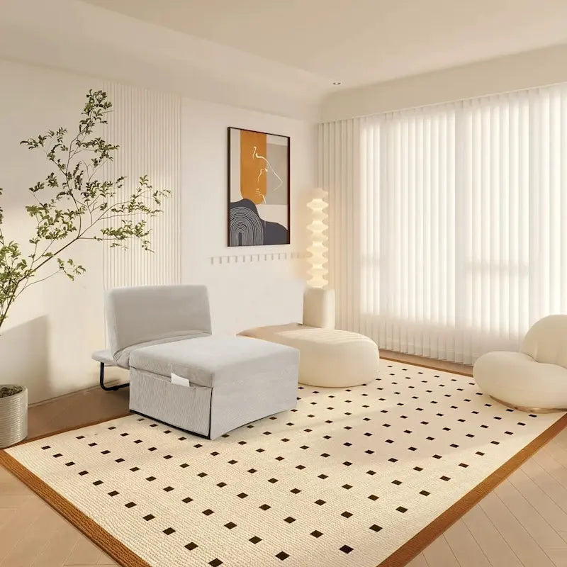 Chaise longue convertible 4-en-1 en velours côtelé blanc avec dossier réglable, 1 place