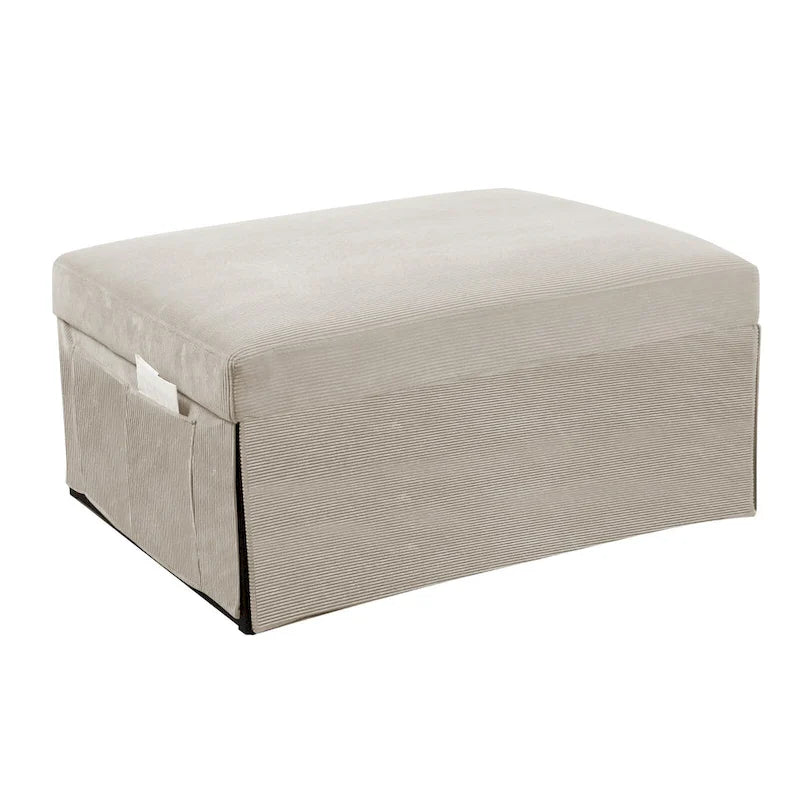 Chaise longue convertible 4-en-1 en velours côtelé blanc avec dossier réglable, 1 place