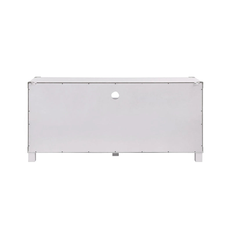 Meuble TV blanc/bleu marine/bleu nuit avec ferrures en laiton, 2 tiroirs et 2 placards latéraux, convient aux téléviseurs jusqu'à 50 pouces