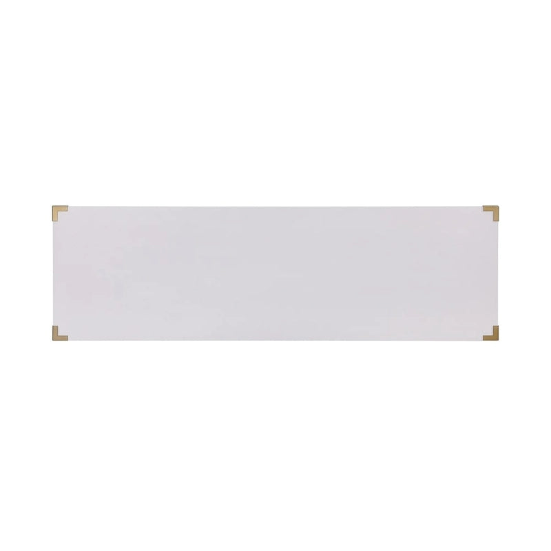 Meuble TV blanc/bleu marine/bleu nuit avec ferrures en laiton, 2 tiroirs et 2 placards latéraux, convient aux téléviseurs jusqu'à 50 pouces