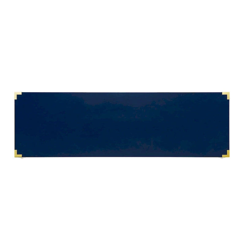 Meuble TV blanc/bleu marine/bleu nuit avec ferrures en laiton, 2 tiroirs et 2 placards latéraux, convient aux téléviseurs jusqu'à 50 pouces