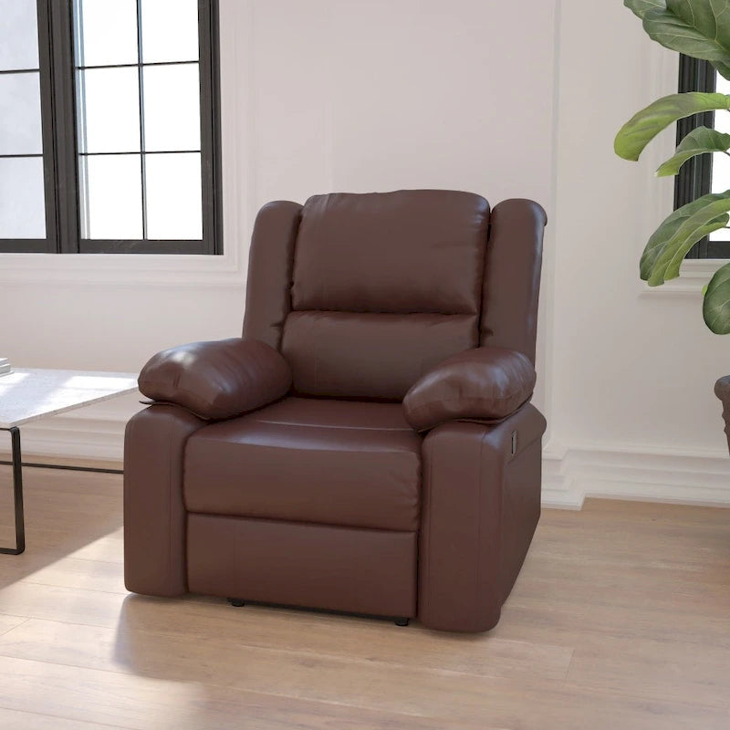 Fauteuil inclinable en cuir LeatherSoft dossier coussiné, noir / marron / gris / crème / cognac, 1 place