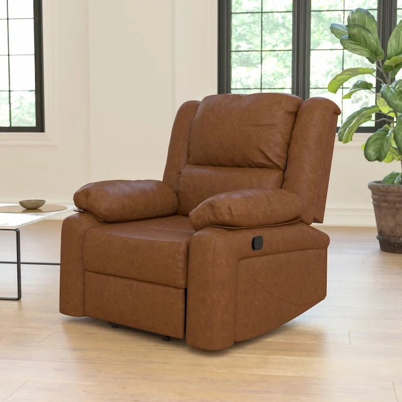 Fauteuil inclinable en cuir LeatherSoft dossier coussiné, noir / marron / gris / crème / cognac, 1 place