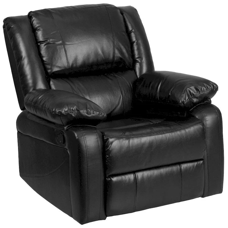 Fauteuil inclinable en cuir LeatherSoft dossier coussiné, noir / marron / gris / crème / cognac, 1 place