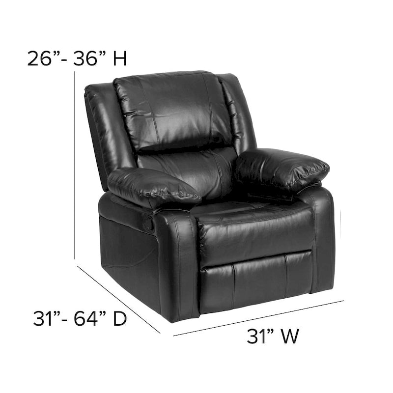 Fauteuil inclinable en cuir LeatherSoft dossier coussiné, noir / marron / gris / crème / cognac, 1 place