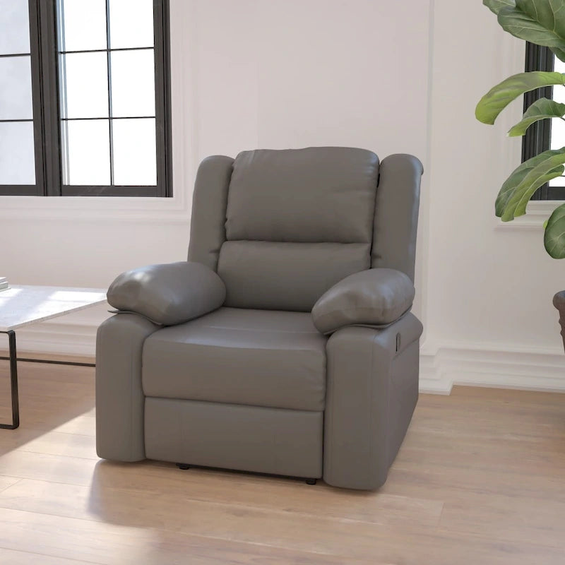 Fauteuil inclinable en cuir LeatherSoft dossier coussiné, noir / marron / gris / crème / cognac, 1 place
