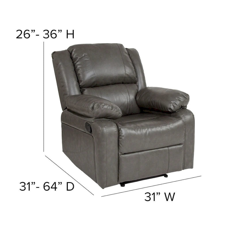 Fauteuil inclinable en cuir LeatherSoft dossier coussiné, noir / marron / gris / crème / cognac, 1 place