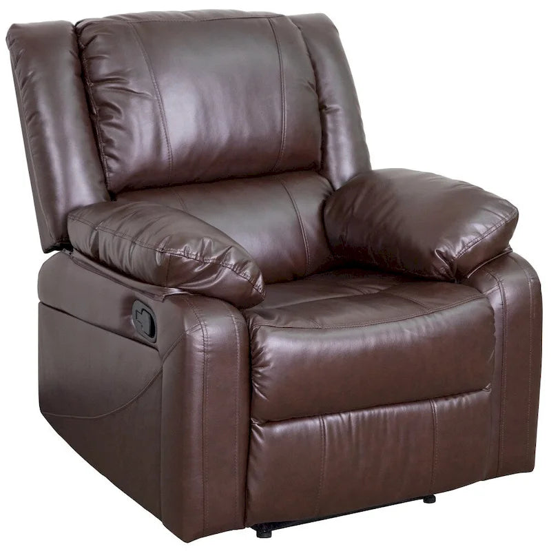 Fauteuil inclinable en cuir LeatherSoft dossier coussiné, noir / marron / gris / crème / cognac, 1 place
