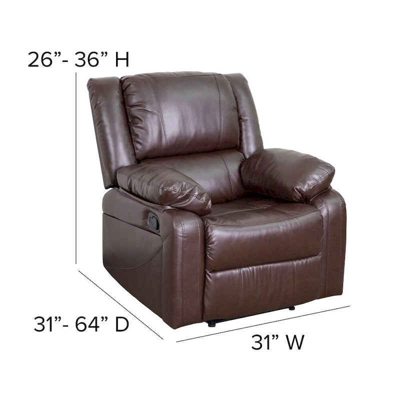 Fauteuil inclinable en cuir LeatherSoft dossier coussiné, noir / marron / gris / crème / cognac, 1 place