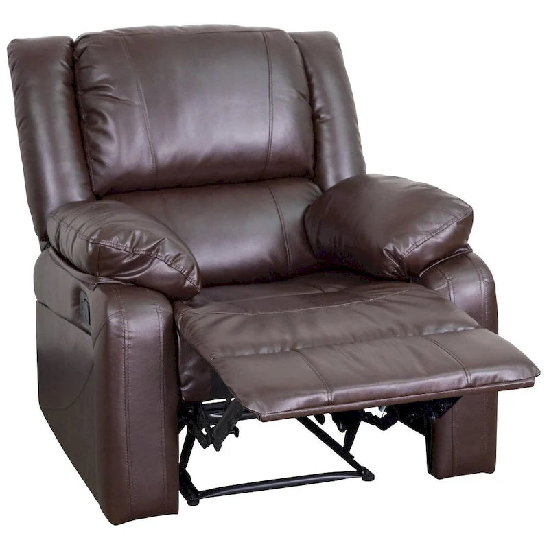 Fauteuil inclinable en cuir LeatherSoft dossier coussiné, noir / marron / gris / crème / cognac, 1 place