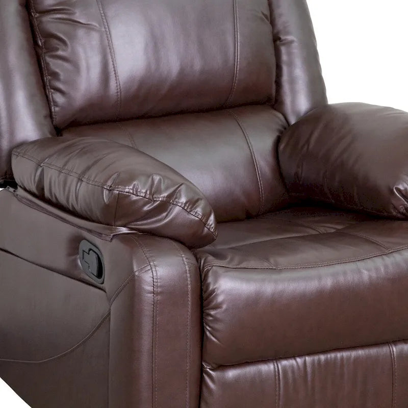 Fauteuil inclinable en cuir LeatherSoft dossier coussiné, noir / marron / gris / crème / cognac, 1 place