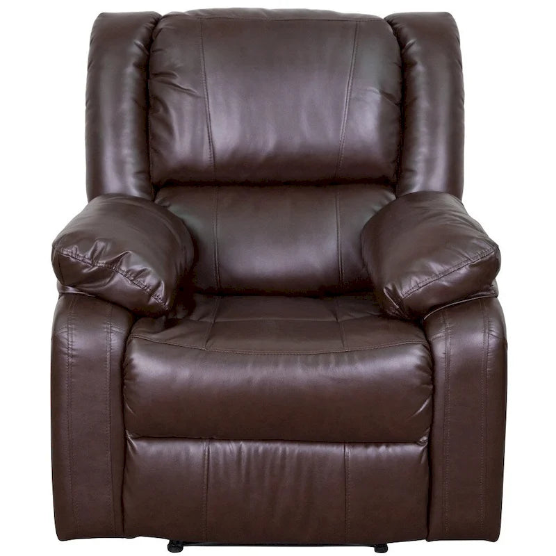 Fauteuil inclinable en cuir LeatherSoft dossier coussiné, noir / marron / gris / crème / cognac, 1 place
