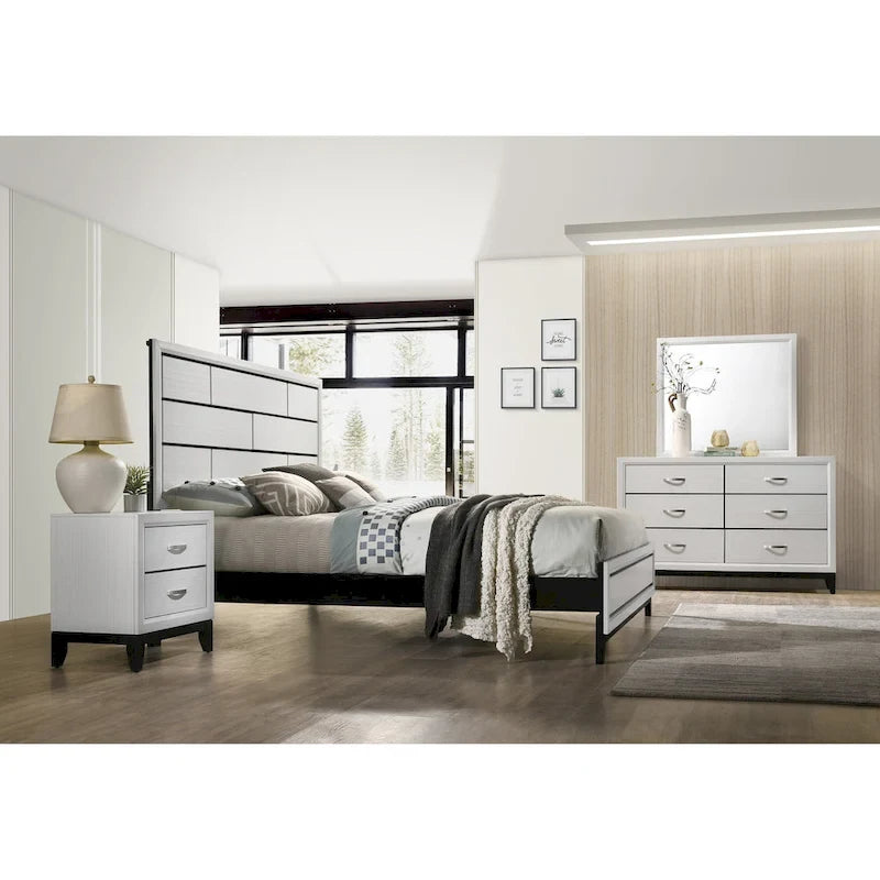 Ensemble de chambre à coucher 5 pièces avec panneaux blancs contemporains