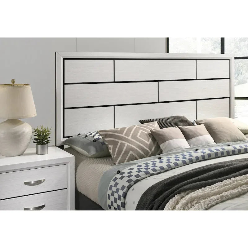 Ensemble de chambre à coucher 5 pièces avec panneaux blancs contemporains