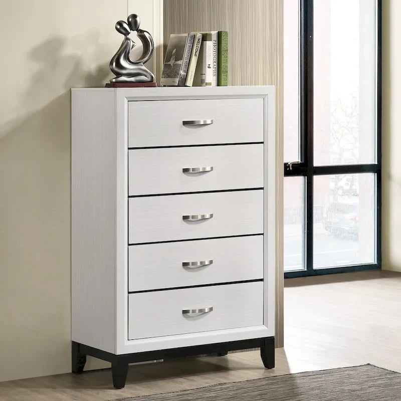 Ensemble de chambre à coucher 5 pièces avec panneaux blancs contemporains