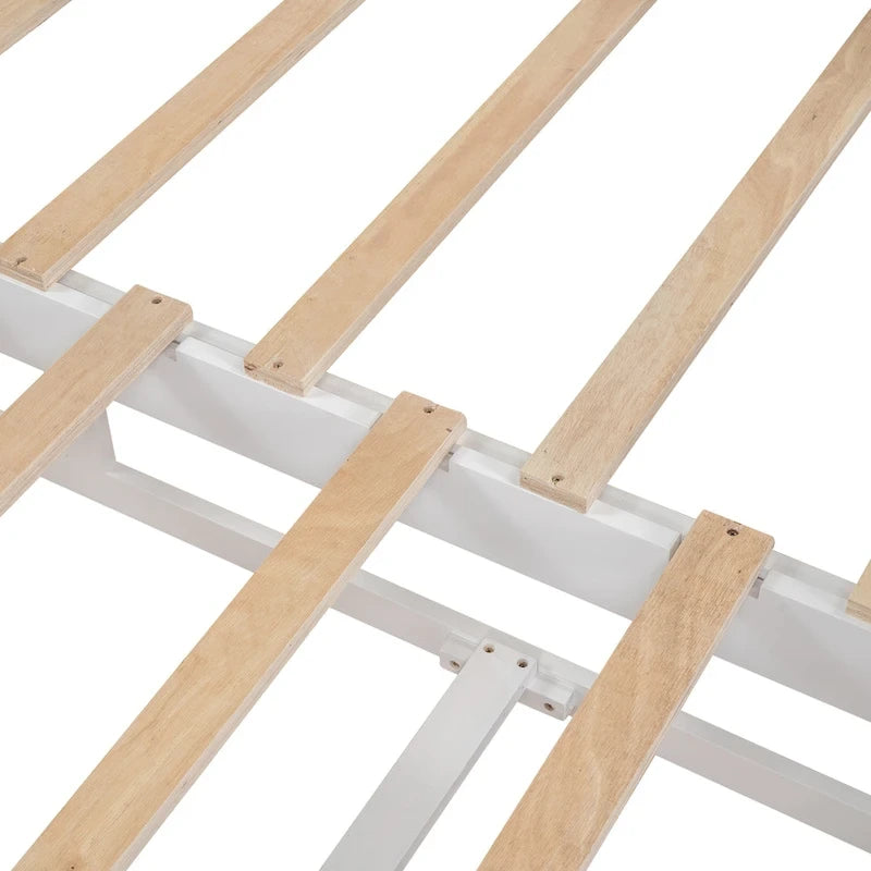 Lit de repos jumeau en pin et MDF gris/blanc/espresso avec lit gigogne escamotable et 2 tiroirs, pour 2 personnes